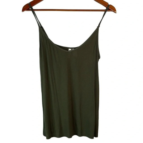 H&M Y2K Vibe Forest Green Camisole Top Tank Adjustable Spaghetti Straps Size L - Picture 10 of 10